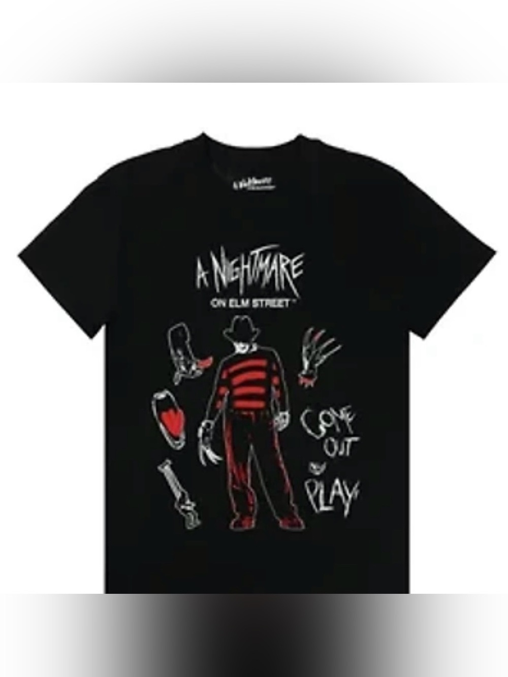 #3315**A Nightmare on Elm Street Kids Black & Red Freddy Graphic T-Shirt